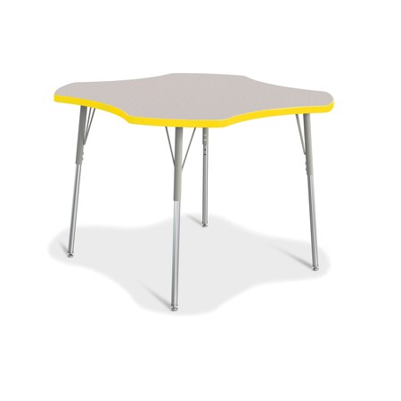 Jonti-Craft Berries Four Leaf Activity Table, A-height, Freckled Gray/Yellow/Gray 6453JCA007